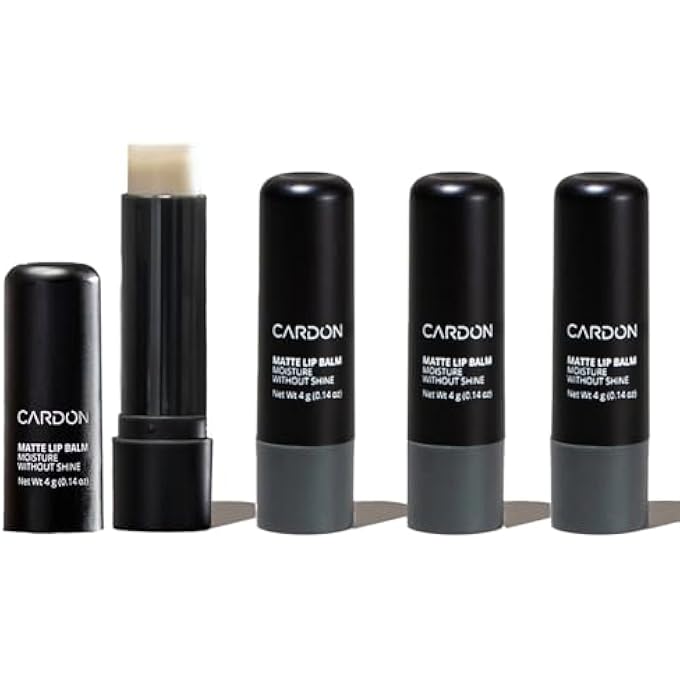 Cardon LIP BALM FOR MEN - MATTE FINISH, ANTI-SHINE - DEEPLY HYDRATING LIP MOISTURIZER FOR DRY, CHAPPED LIPS THAT SMOOTH AND SOOTHES WITH KOREAN FORMULATION - 4 PACK - Image 1